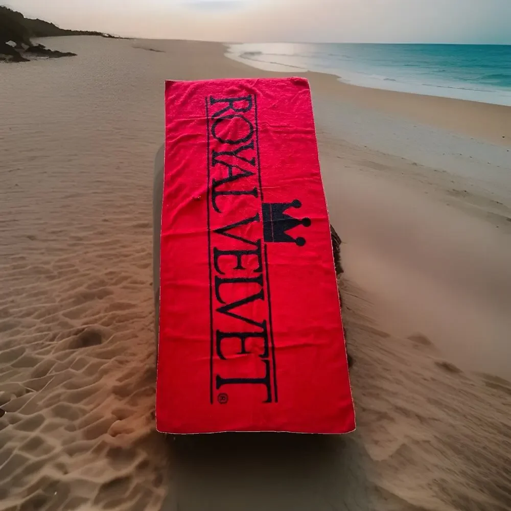 Vtg Royal Velvet By Fieldcrest Beach Towel 28x61” Cotton Logo Bath Nautical READ